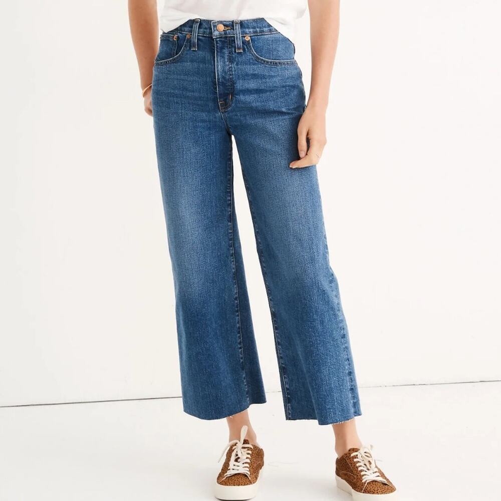 NWT Madewell Slim Wide-Leg Jeans in Crownridge Wash: Raw-Hem Edition